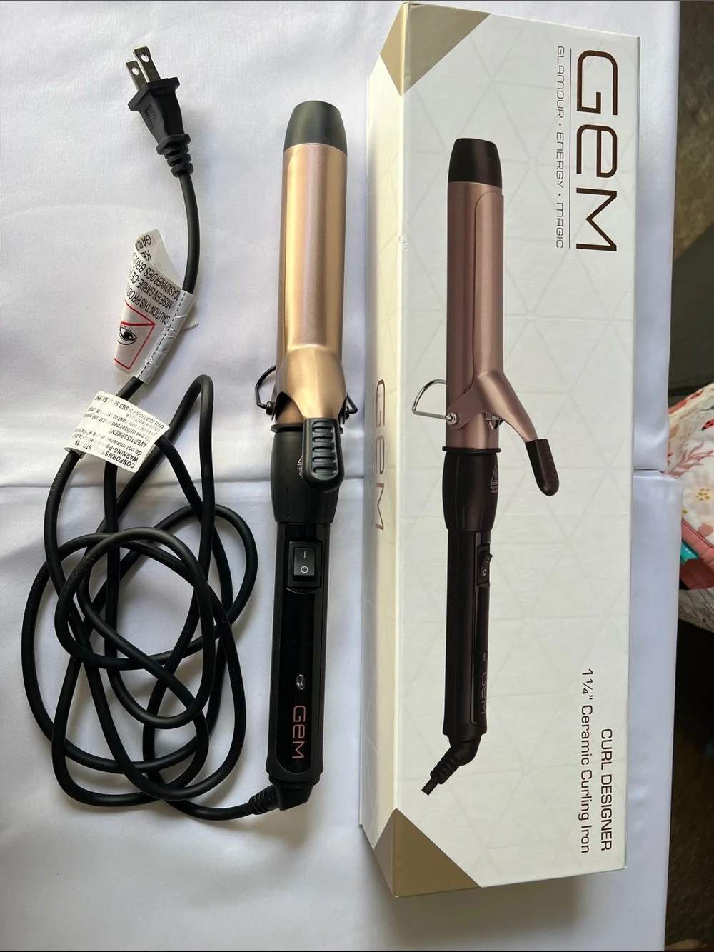 GEM Curl Designer 1¼" Ceramic Curling Iron - Rose Gold & Black - Picture 4 of 4